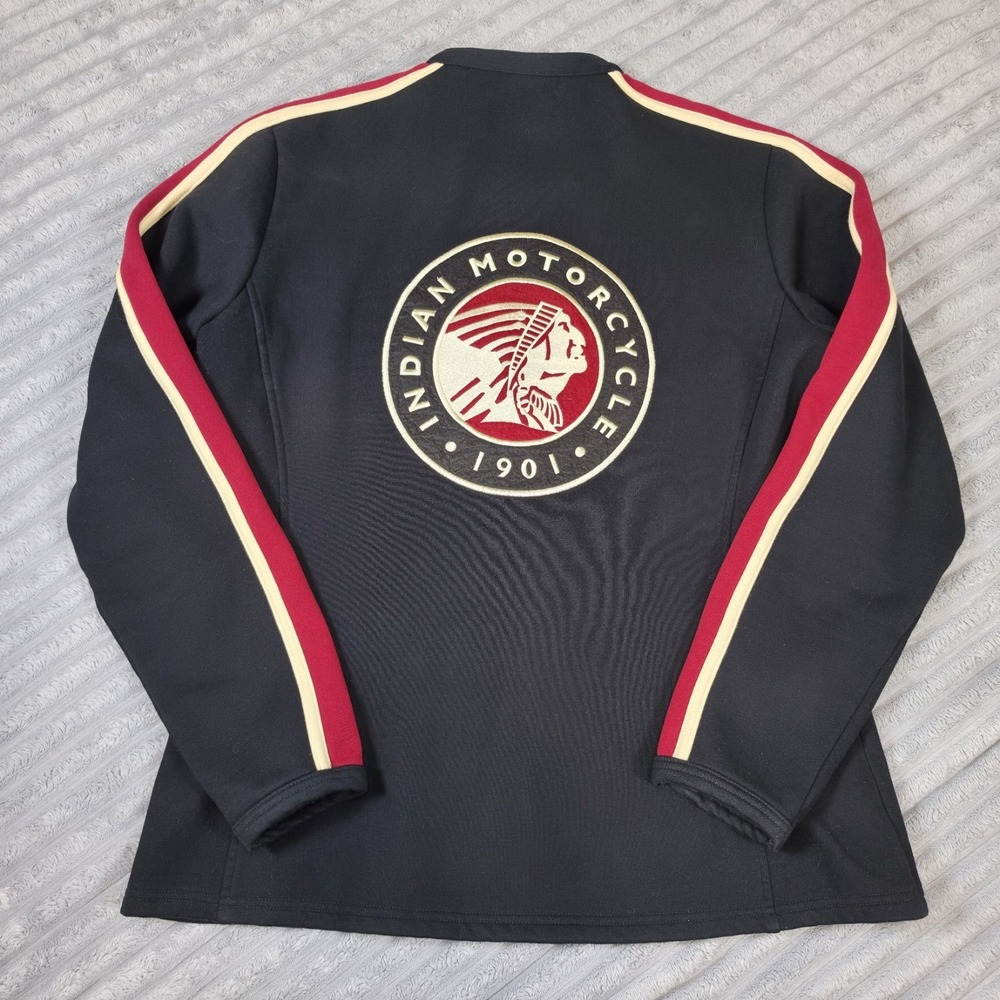 Indian Motorcycle Jacket Womens XL Full Zip Embroidered Black Red Fleece